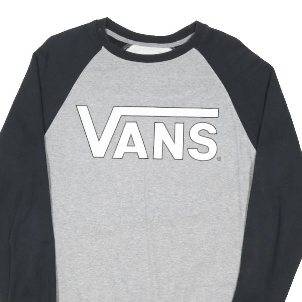 VANS Mens Grey & Black Crew Neck M Sweatshirt Cotton Blend Pullover Logo