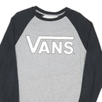 VANS Mens Grey & Black Crew Neck M Sweatshirt Cotton Blend Pullover Logo