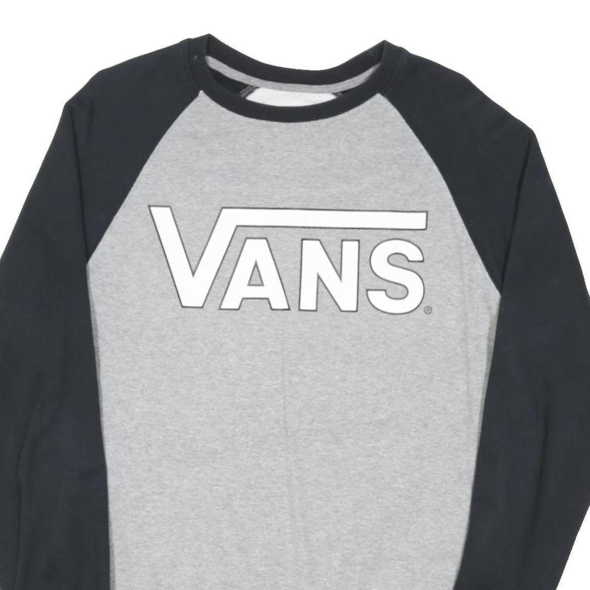 VANS Mens Grey & Black Crew Neck M Sweatshirt Cotton Blend Pullover Logo