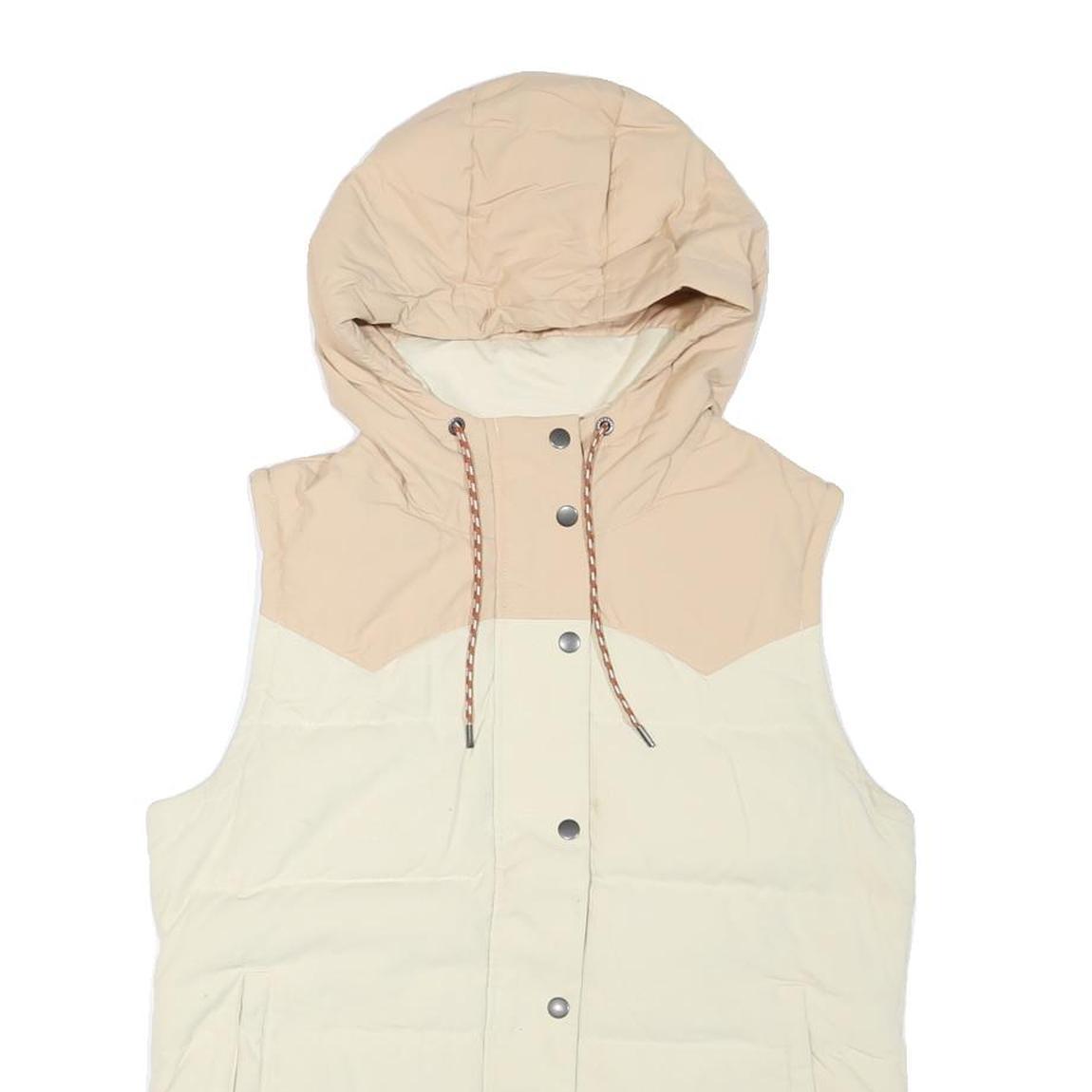 PATAGONIA Womens Beige Cream Puffer Jacket M Polyester Blend Hooded Zip Vest