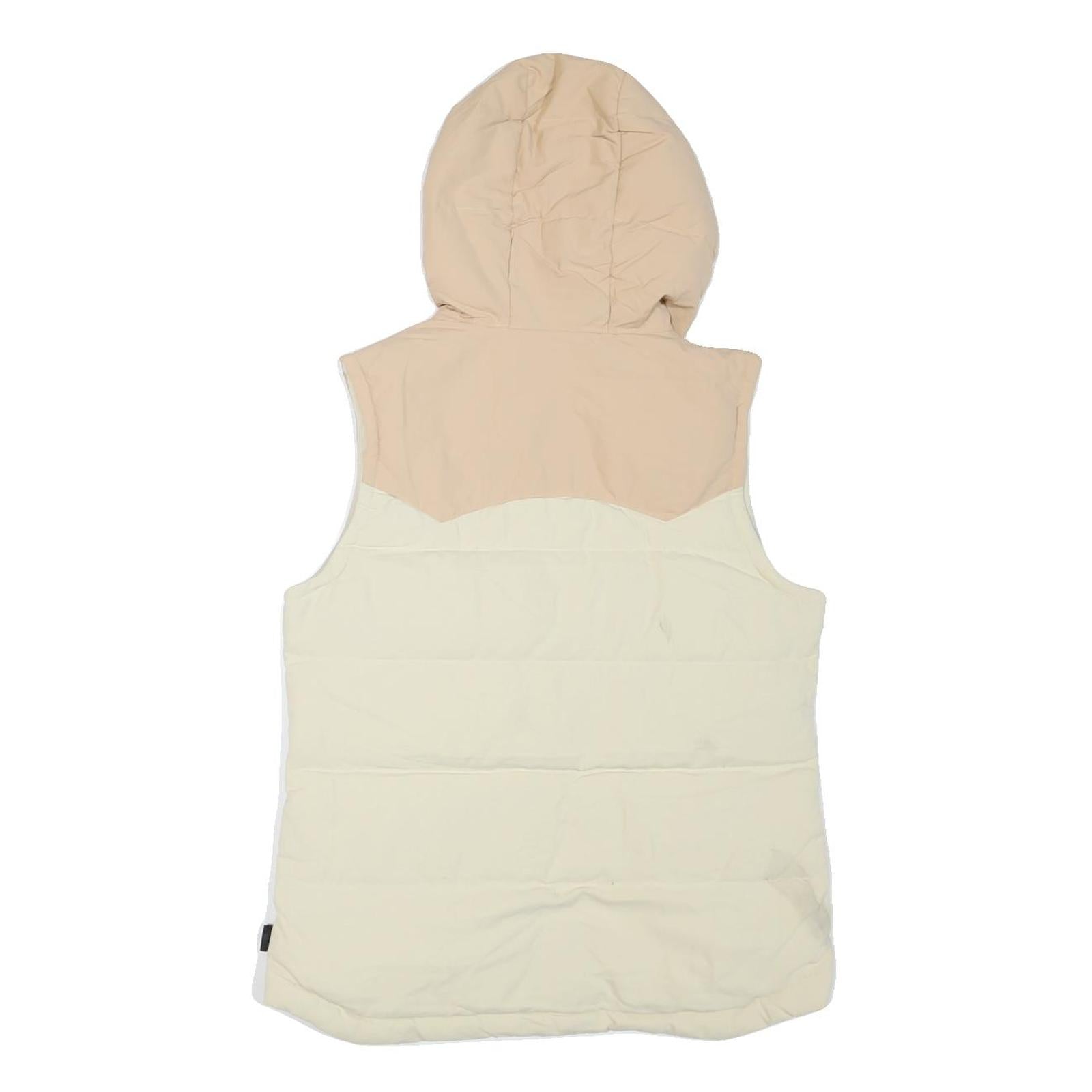 PATAGONIA Womens Beige Cream Puffer Jacket M Polyester Blend Hooded Zip Vest
