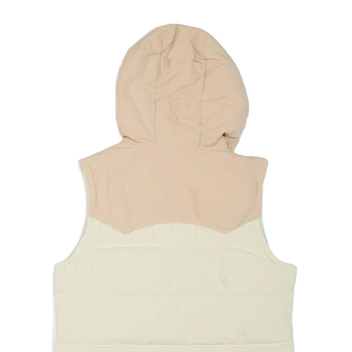 PATAGONIA Womens Beige Cream Puffer Jacket M Polyester Blend Hooded Zip Vest