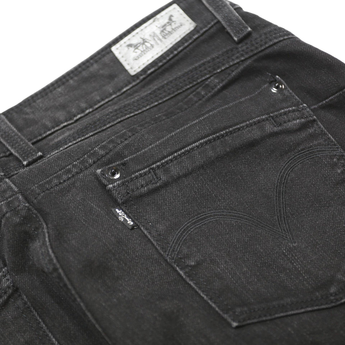 LEVI'S Womens Black Slim Skinny Denim Jeans W29 L32 Cotton Blend Zip Fastening