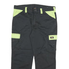 DICKIES Mens Cotton Blend Black & Lime Relaxed Straight Trousers W38 L28