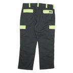DICKIES Mens Cotton Blend Black & Lime Relaxed Straight Trousers W38 L28