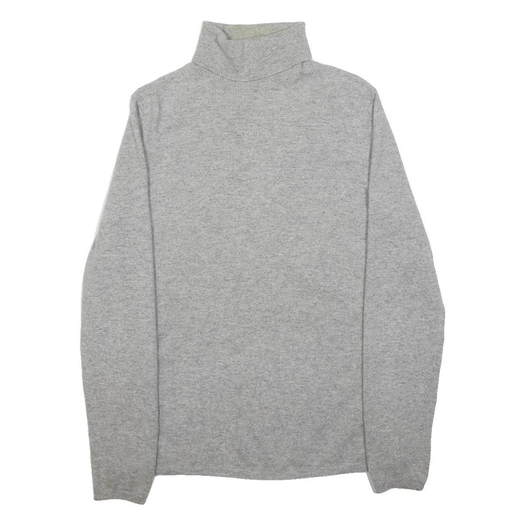JAEGER Womens Grey Plain Pullover Roll Neck Basic Knit XL Cashmere Jumper