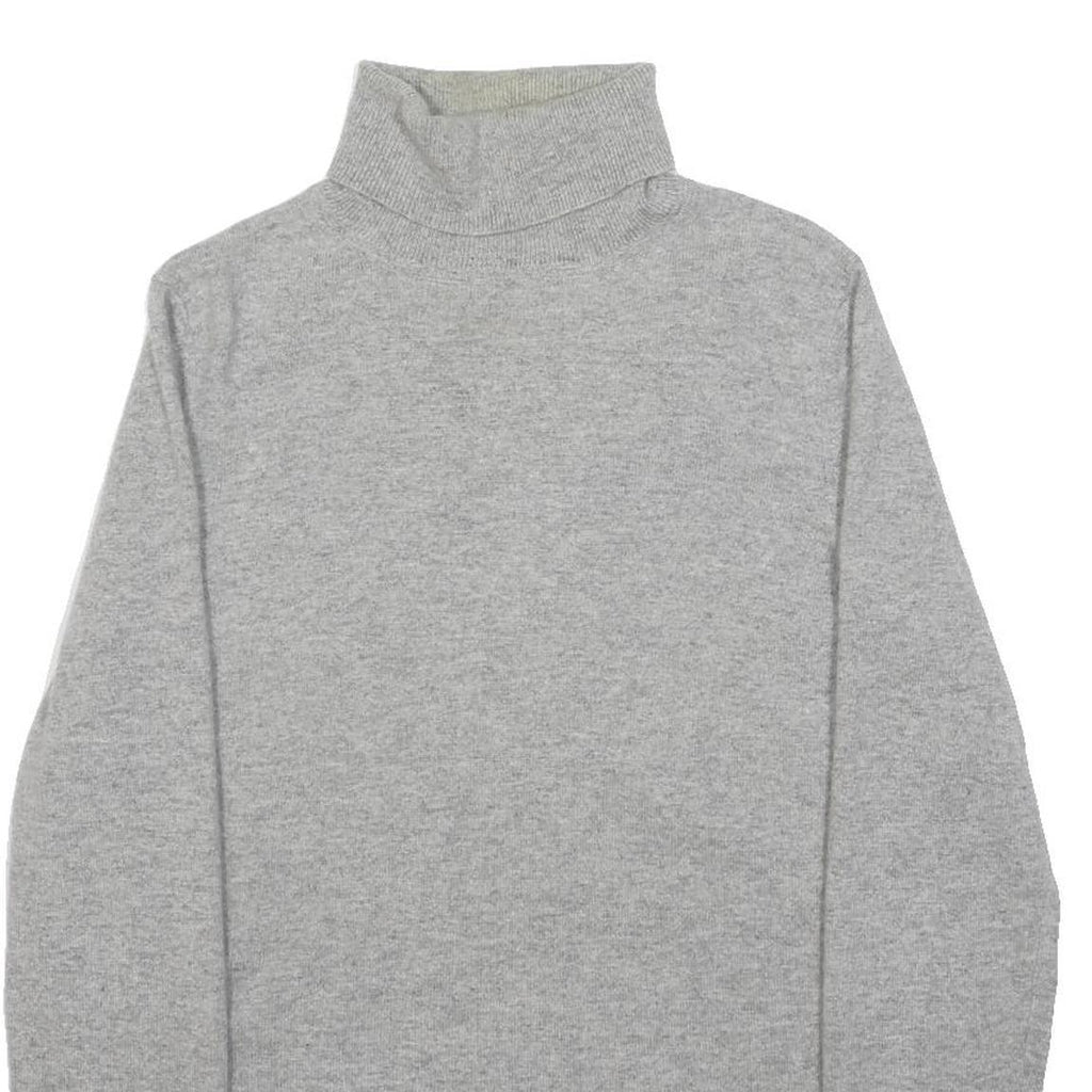 JAEGER Womens Grey Plain Pullover Roll Neck Basic Knit XL Cashmere Jumper