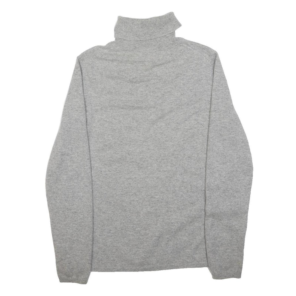 JAEGER Womens Grey Plain Pullover Roll Neck Basic Knit XL Cashmere Jumper