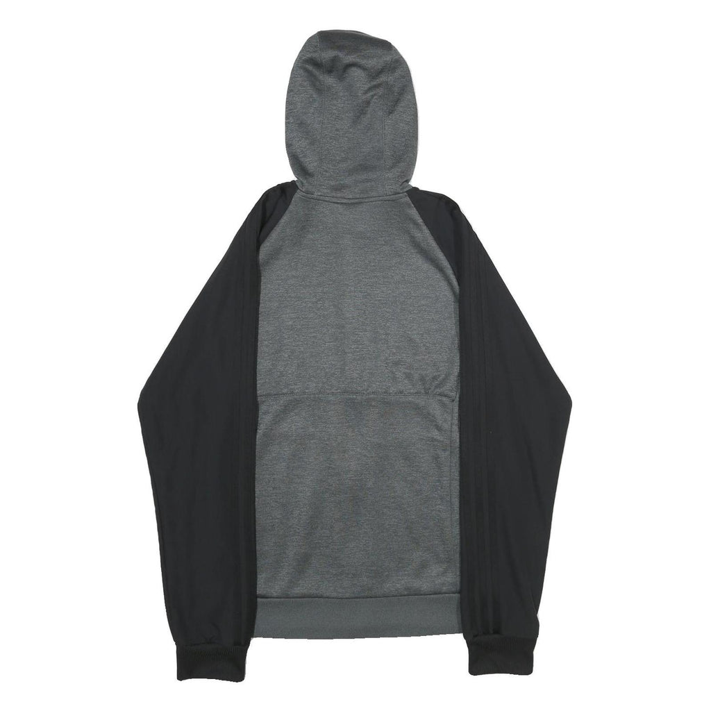 ADIDAS Mens Grey & Black Zip Hoodie Jacket S Polyester Plain Sportswear