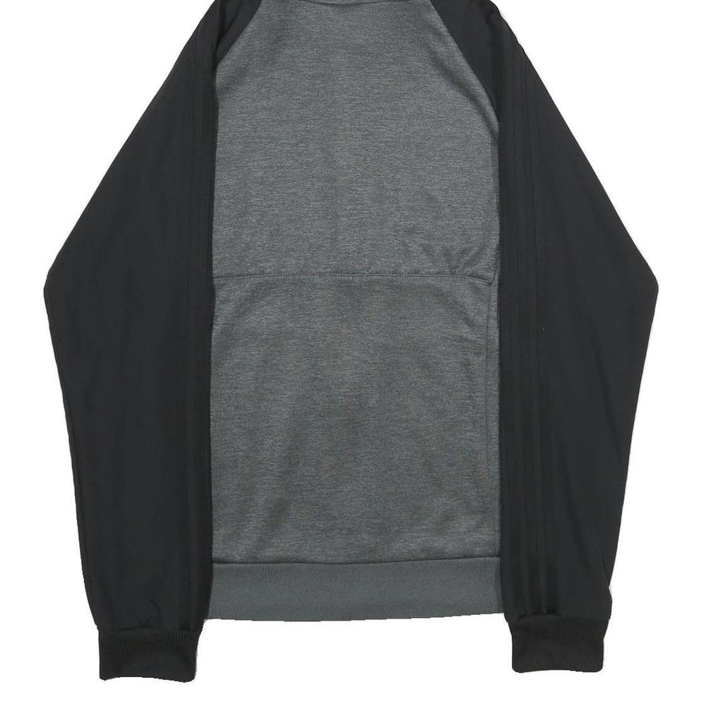 ADIDAS Mens Grey & Black Zip Hoodie Jacket S Polyester Plain Sportswear