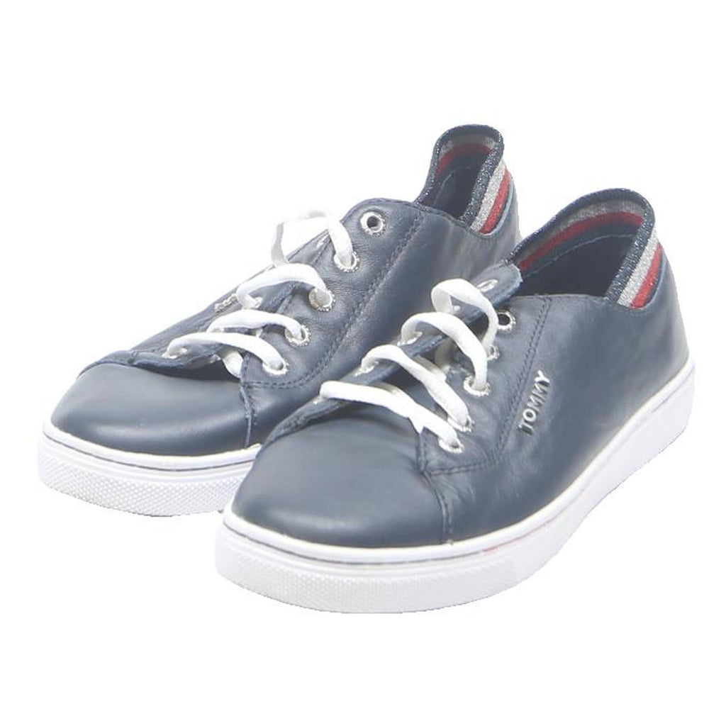 TOMMY HILFIGER Womens Casual Low Top Leather Trainers Navy Blue UK 5 Comfort