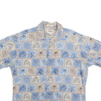 CAMPIA Mens Blue & Beige Pattern Cotton Shirt XL Casual Summer Short Sleeve