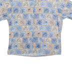 CAMPIA Mens Blue & Beige Pattern Cotton Shirt XL Casual Summer Short Sleeve