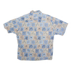 CAMPIA Mens Blue & Beige Pattern Cotton Shirt XL Casual Summer Short Sleeve