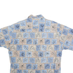 CAMPIA Mens Blue & Beige Pattern Cotton Shirt XL Casual Summer Short Sleeve