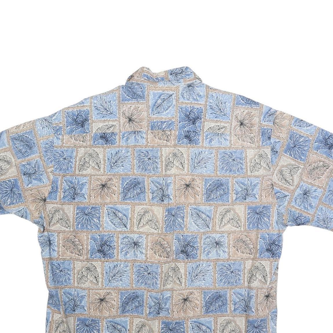 CAMPIA Mens Blue & Beige Pattern Cotton Shirt XL Casual Summer Short Sleeve