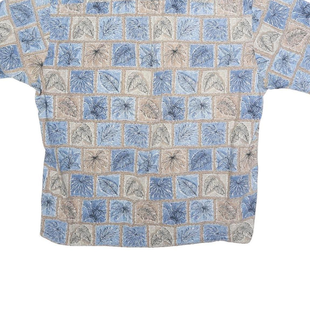 CAMPIA Mens Blue & Beige Pattern Cotton Shirt XL Casual Summer Short Sleeve