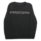 DKNY Womens Black Cotton Blend Crew Neck Sweatshirt L Beaded Trim Detail