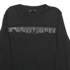 DKNY Womens Black Cotton Blend Crew Neck Sweatshirt L Beaded Trim Detail