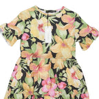 I SAW IT FIRST Womens Black Floral Day Cotton Blend Dress Short Sleeve UK 8