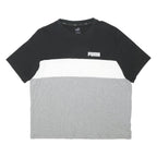PUMA Mens Black & White & Grey Colourblock T-Shirt XL Short Sleeve Crew Neck