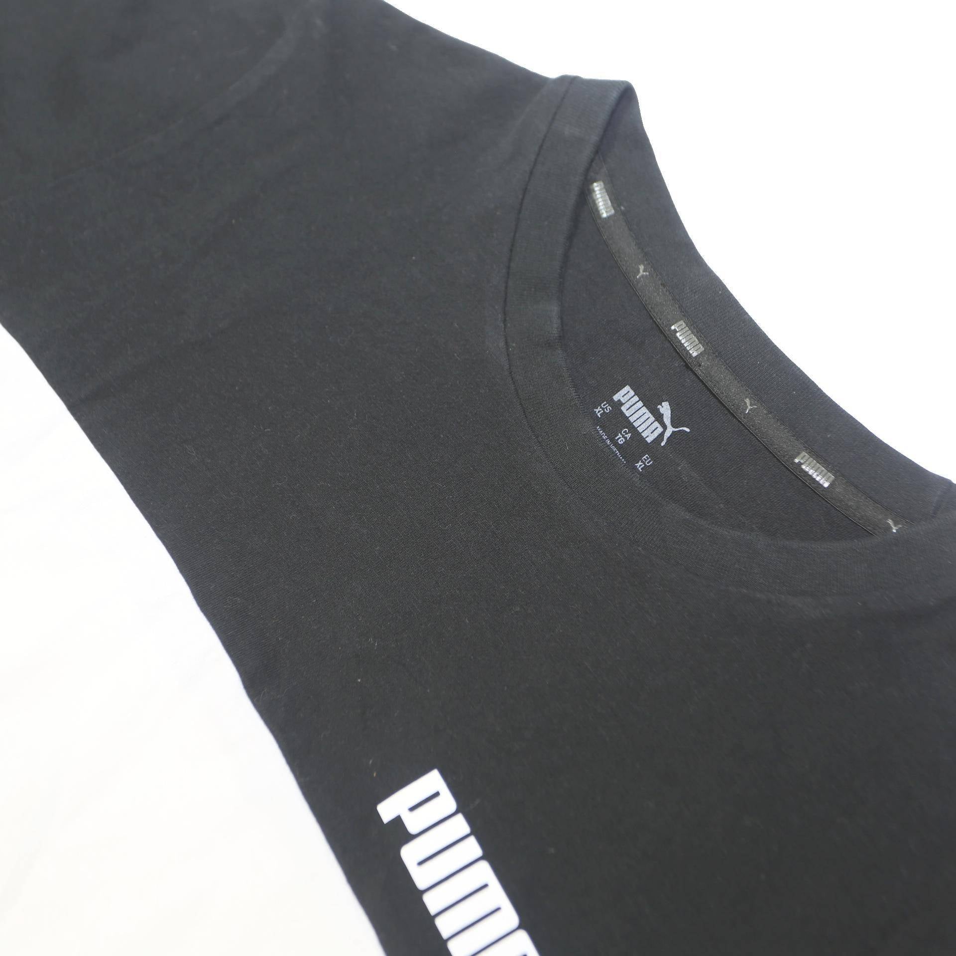 PUMA Mens Black & White & Grey Colourblock T-Shirt XL Short Sleeve Crew Neck