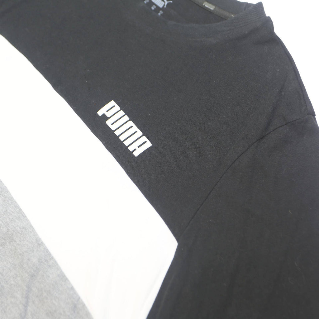 PUMA Mens Black & White & Grey Colourblock T-Shirt XL Short Sleeve Crew Neck