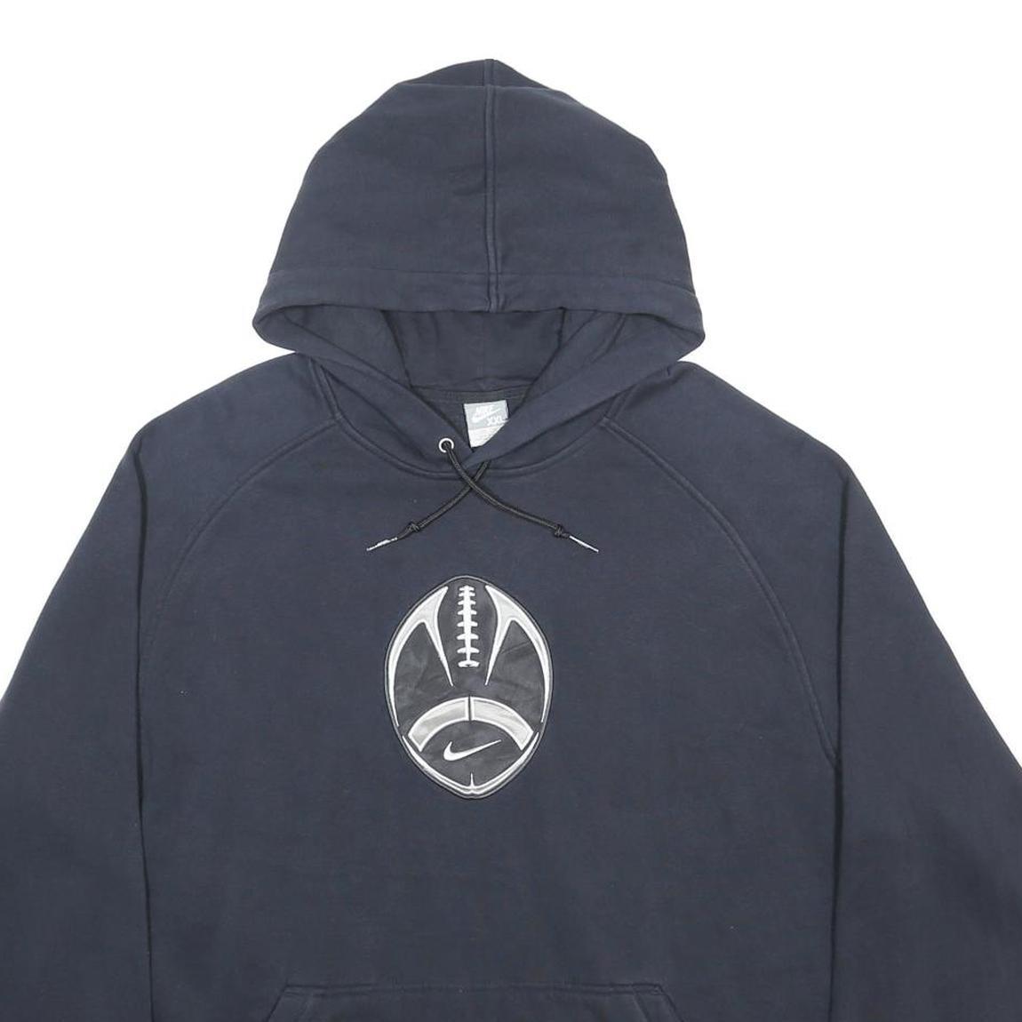 NIKE Mens Black Football Graphic Pullover Hoodie 2XL Cotton Blend Drawstring