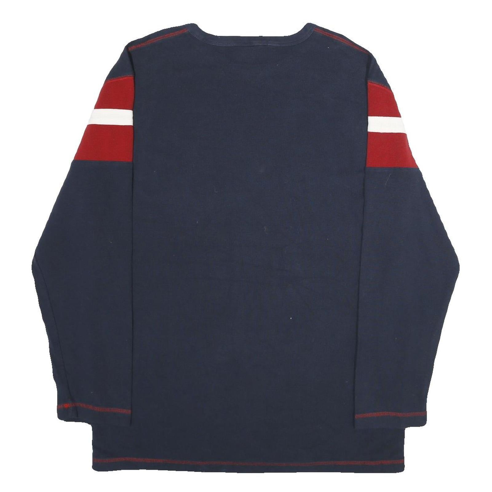 NAUTICA Mens Navy & Red Plain Crew Neck Basic Knit Jumper 2XL Cotton Casual