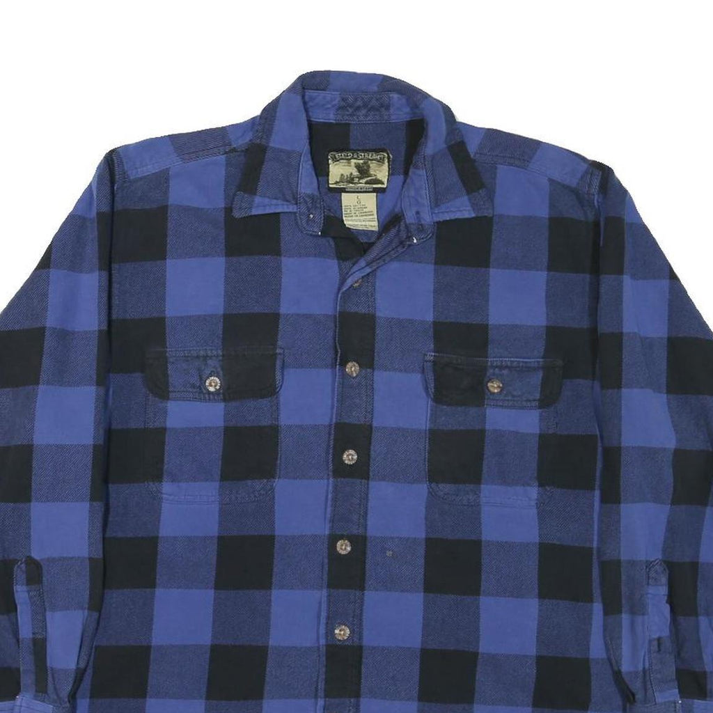 FIELD & STREAM Mens Blue & Black Check Shirt L Cotton Blend Casual Outdoor