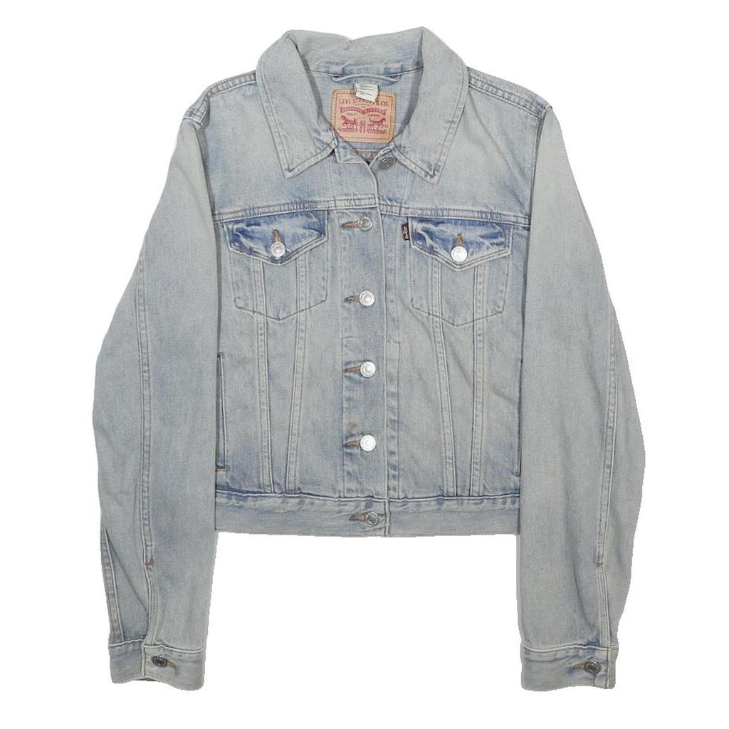 LEVI'S Womens Blue Denim Jacket L Cotton Blend Classic Fit Button Closure