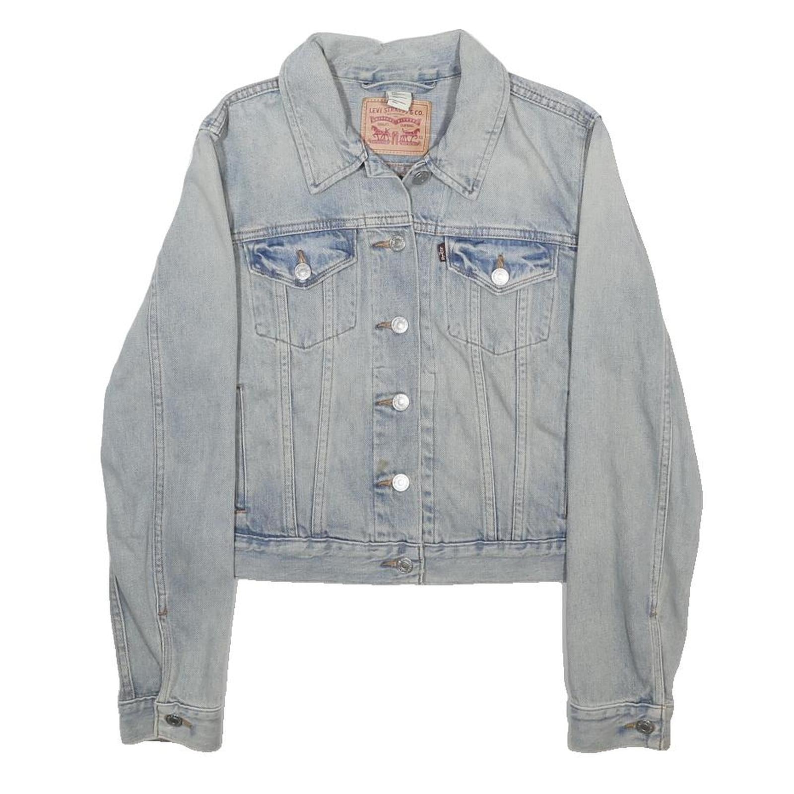 LEVI'S Womens Blue Denim Jacket L Cotton Blend Classic Fit Button Closure