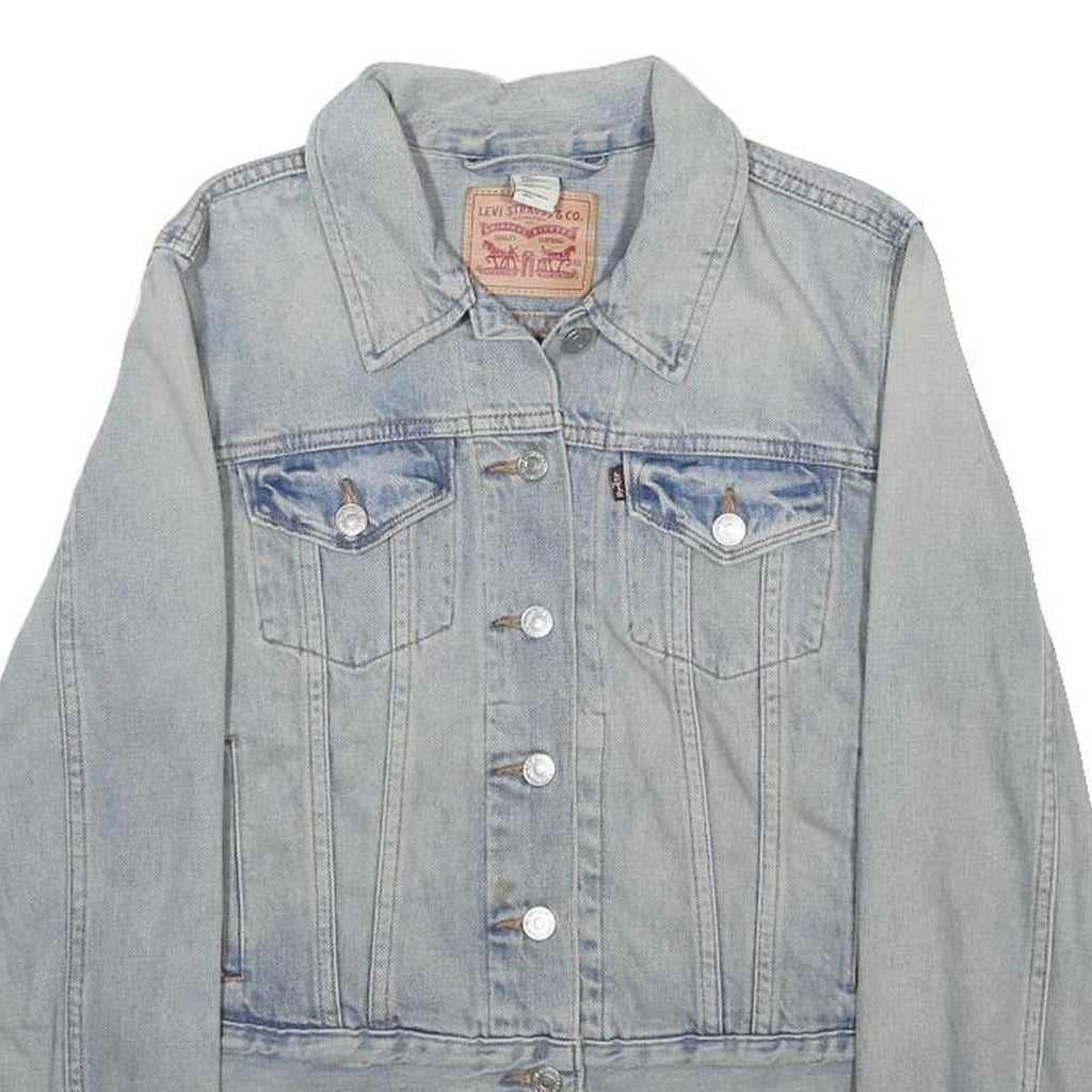 LEVI'S Womens Blue Denim Jacket L Cotton Blend Classic Fit Button Closure