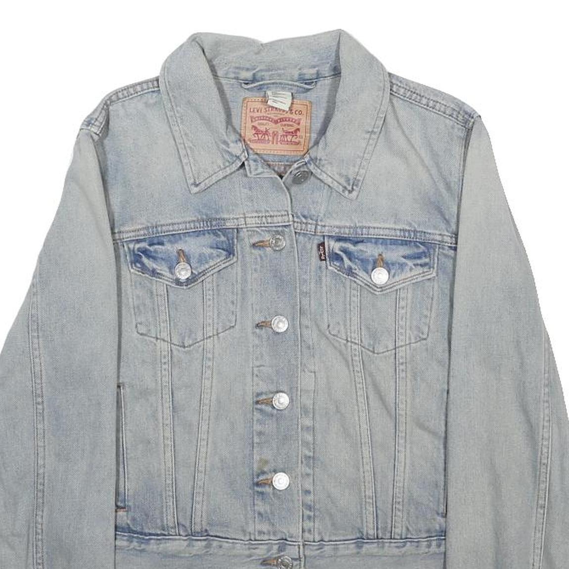 LEVI'S Womens Blue Denim Jacket L Cotton Blend Classic Fit Button Closure