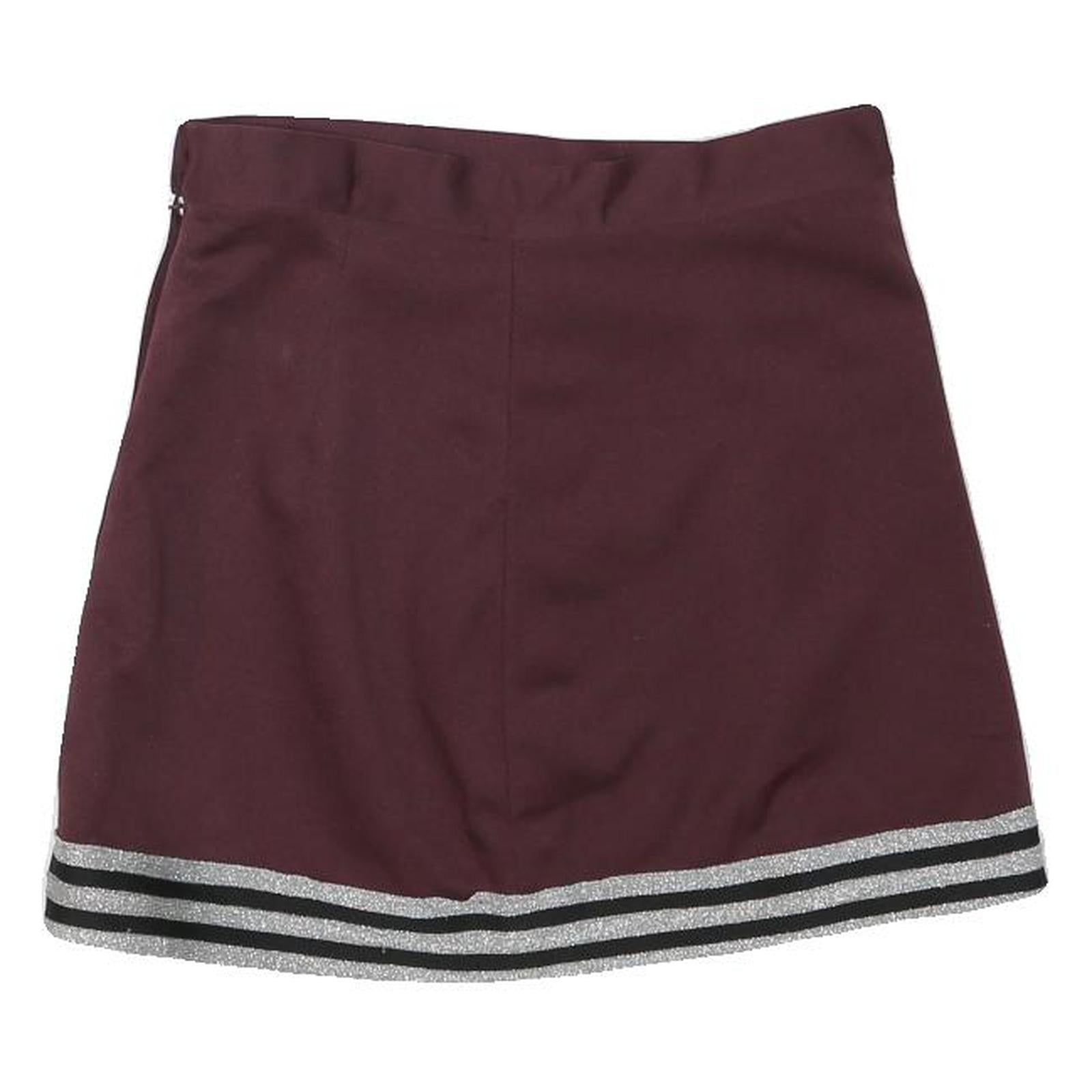 Womens Maroon Mini Skirt Polyester Blend Plain Size M Adjustable Waistband