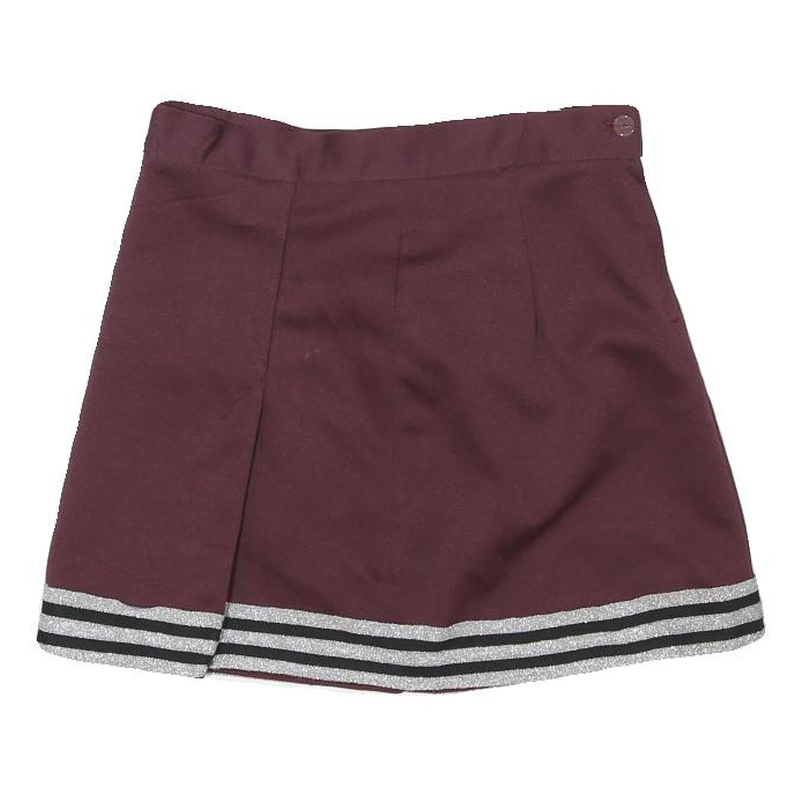 Womens Maroon Mini Skirt Polyester Blend Plain Size M Adjustable Waistband