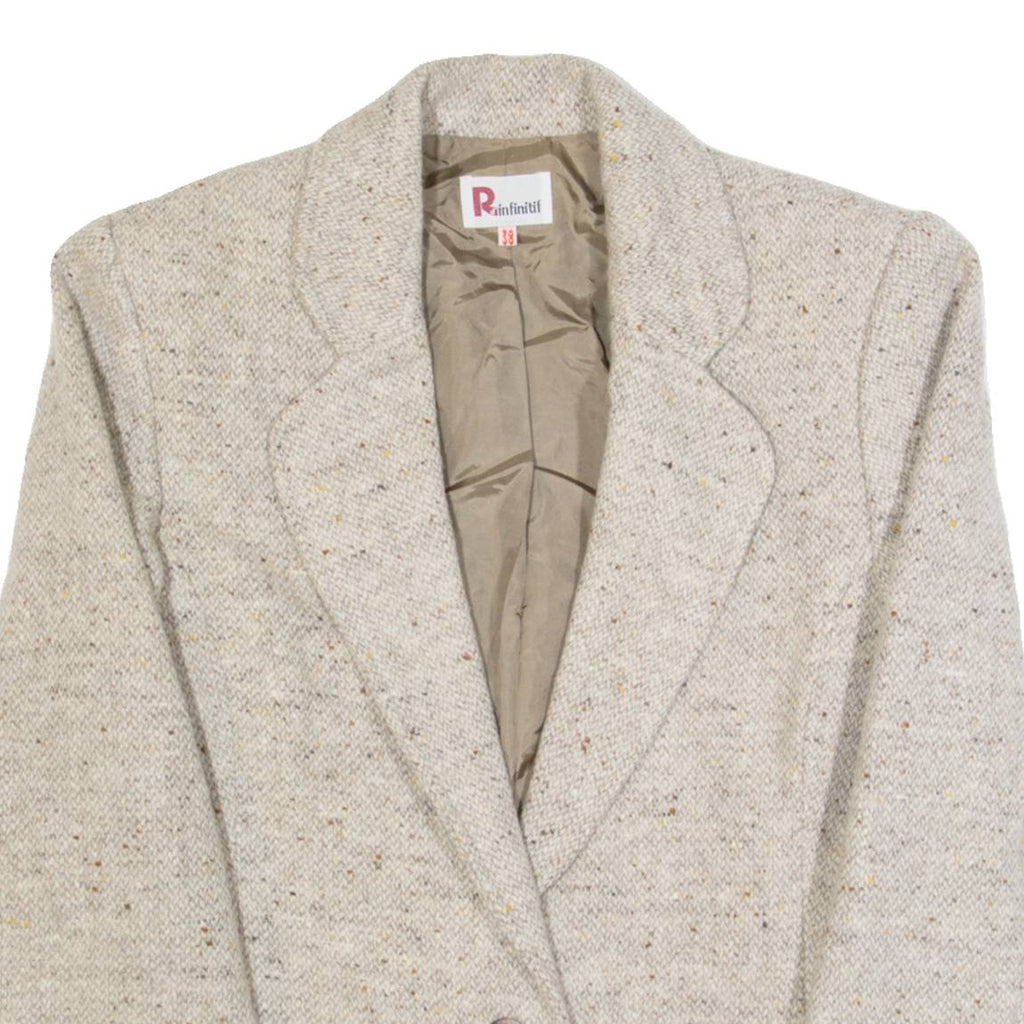 RINFINITIF Womens Blazer Jacket Brown Wool 90s S