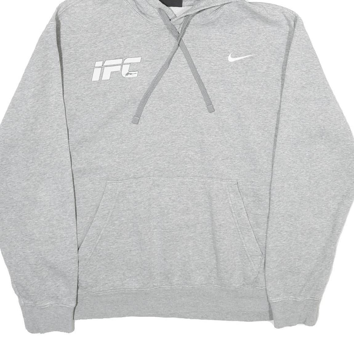 NIKE Mens Grey Hoodie L Irish Fishing Club Pullover Cotton Blend Drawstring