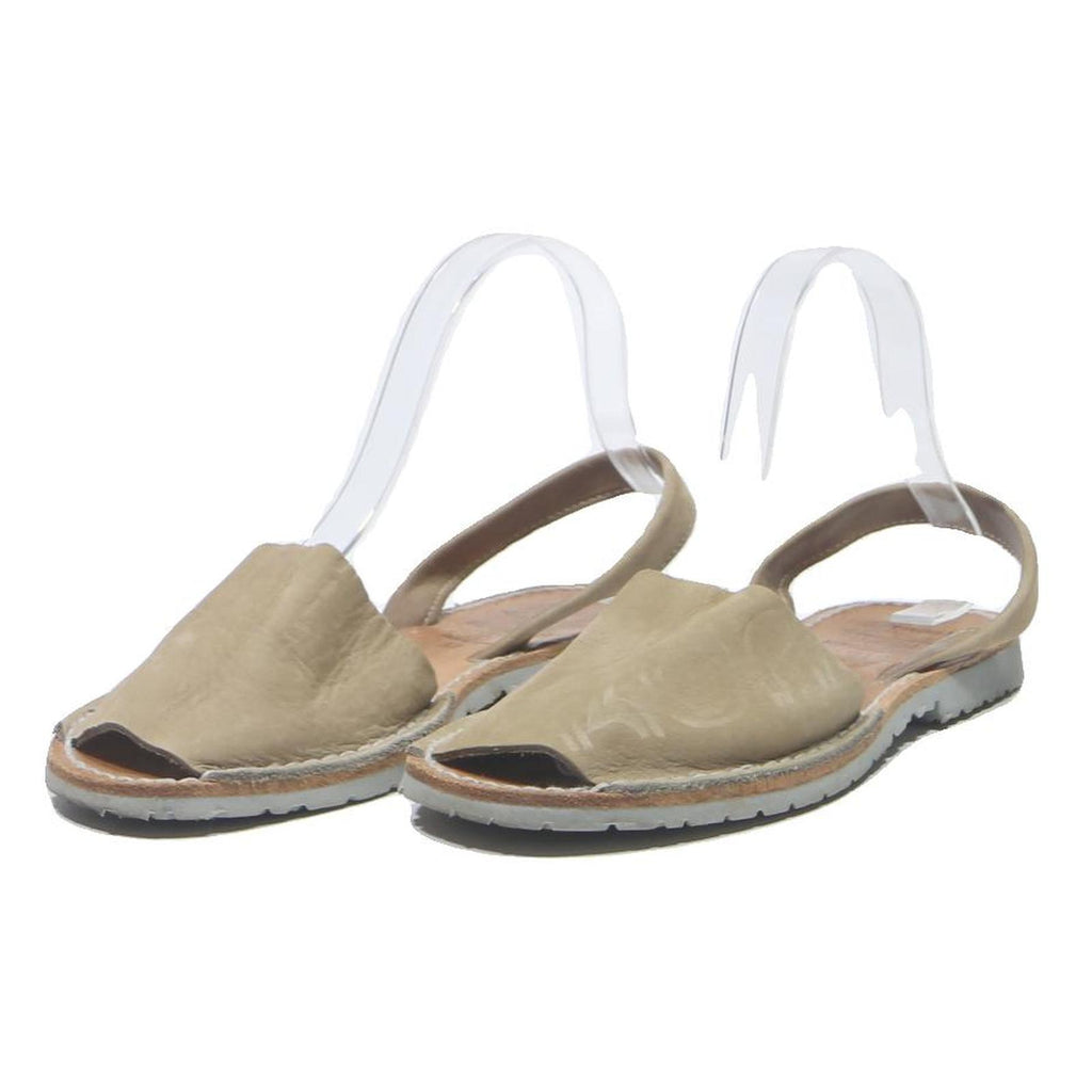 GLADAN Womens Leather Slingback Sandals Beige UK 4 Comfortable Casual Summer