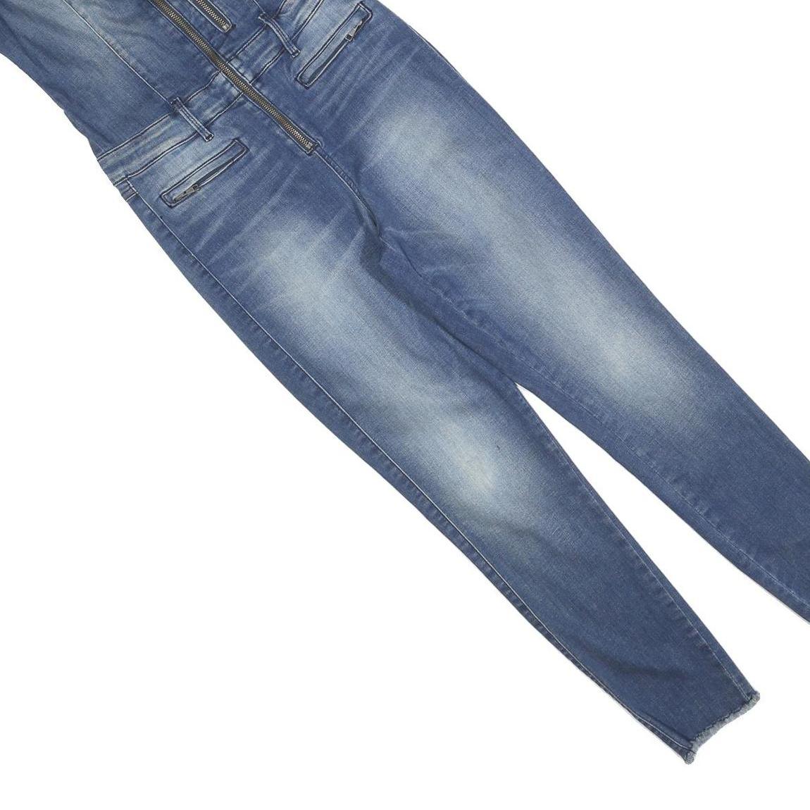 GUESS Womens Blue Denim Playsuit XS Zip Front Slim Fit Casual