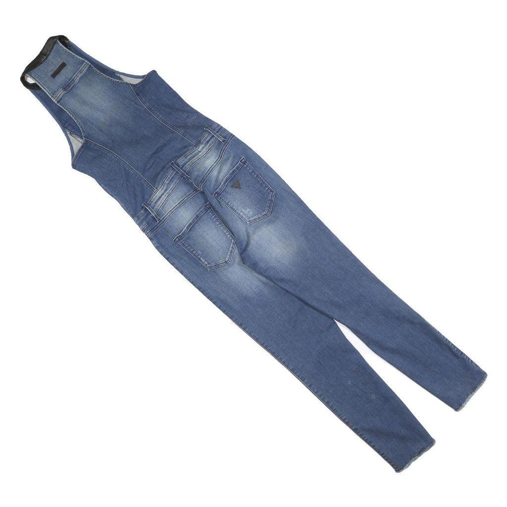 GUESS Womens Blue Denim Playsuit XS Zip Front Slim Fit Casual