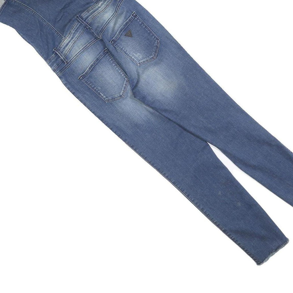 GUESS Womens Blue Denim Playsuit XS Zip Front Slim Fit Casual