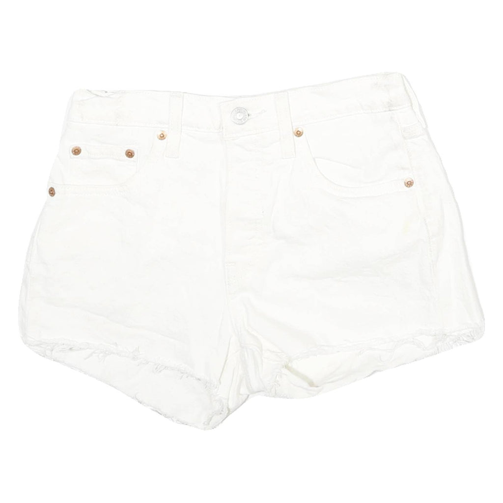 LEVI'S Womens Shorts White Raw Edge M W26 Cotton Blend Casual