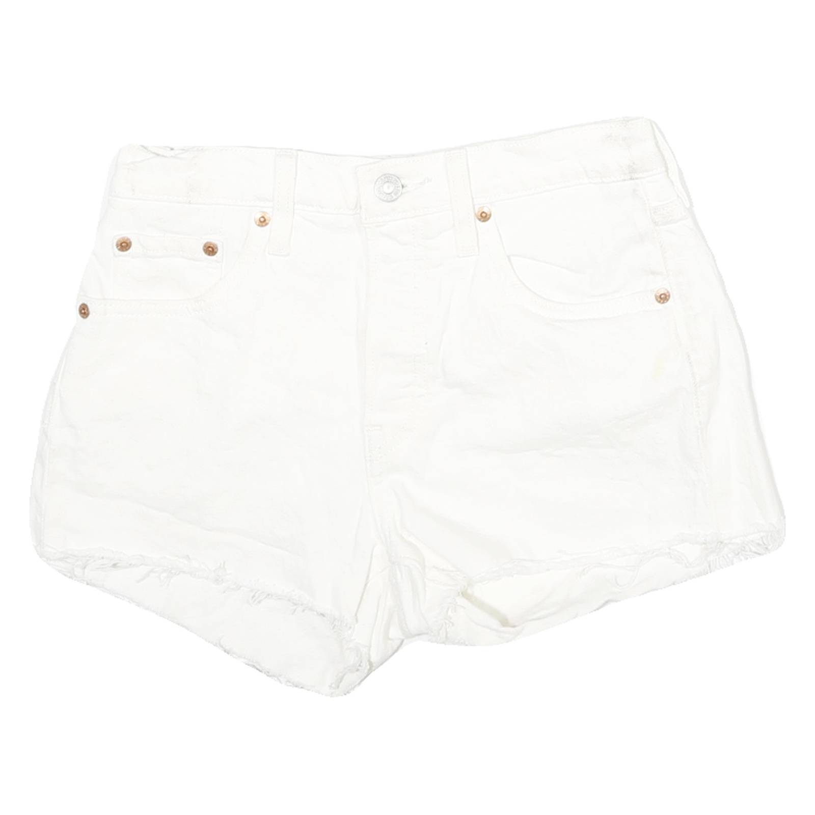 LEVI'S Womens Shorts White Raw Edge M W26 Cotton Blend Casual