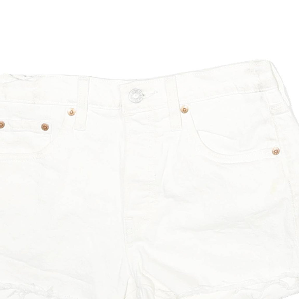 LEVI'S Womens Shorts White Raw Edge M W26 Cotton Blend Casual