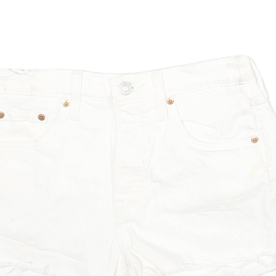 LEVI'S Womens Shorts White Raw Edge M W26 Cotton Blend Casual