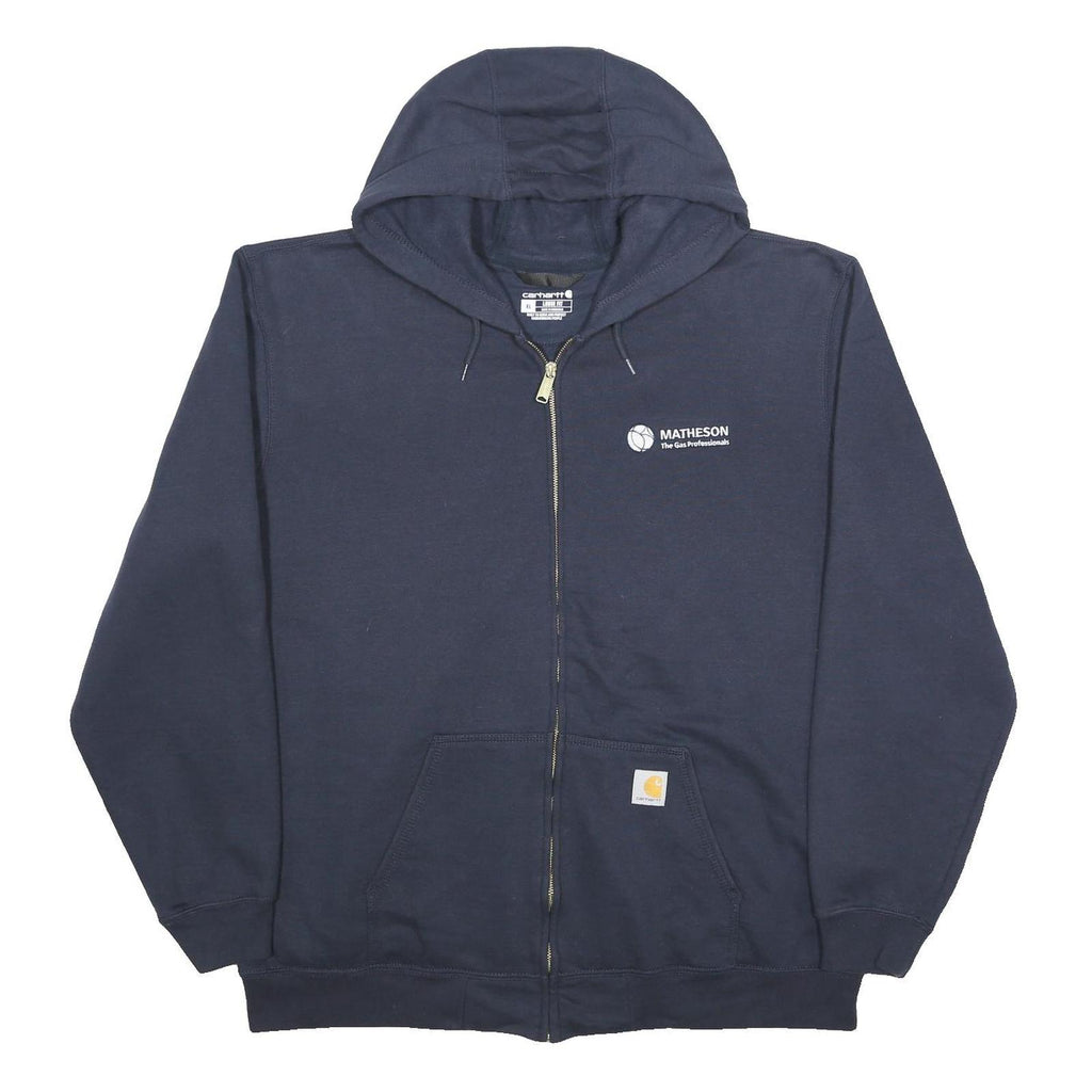 CARHARTT Mens Navy Blue Full Zip Hoodie XL Workwear Casual Cotton Blend
