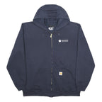 CARHARTT Mens Navy Blue Full Zip Hoodie XL Workwear Casual Cotton Blend