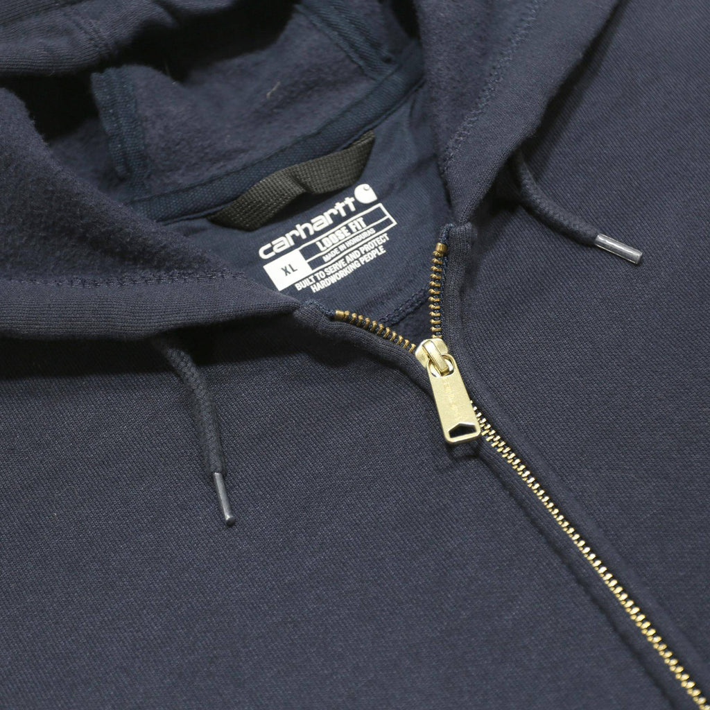 CARHARTT Mens Navy Blue Full Zip Hoodie XL Workwear Casual Cotton Blend