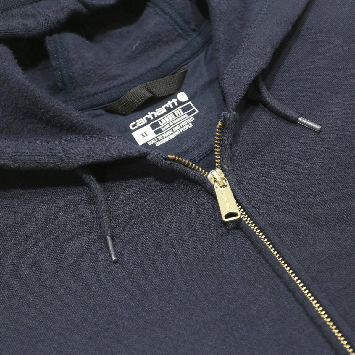 CARHARTT Mens Navy Blue Full Zip Hoodie XL Workwear Casual Cotton Blend